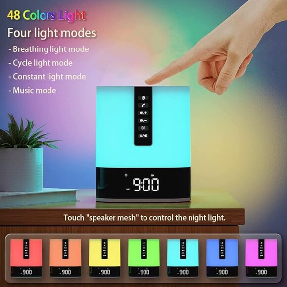MUSKY Wireless Bluetooth Speaker NIGHT LIGHT AND ALARM CLOCK *NEW* - Picture 2 of 8